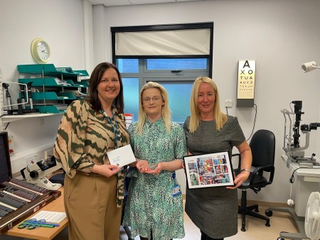 Katherine McDonnell photographed with her award, with Director of Nursing Jenny Taylor and Director of People, Jenny Grant